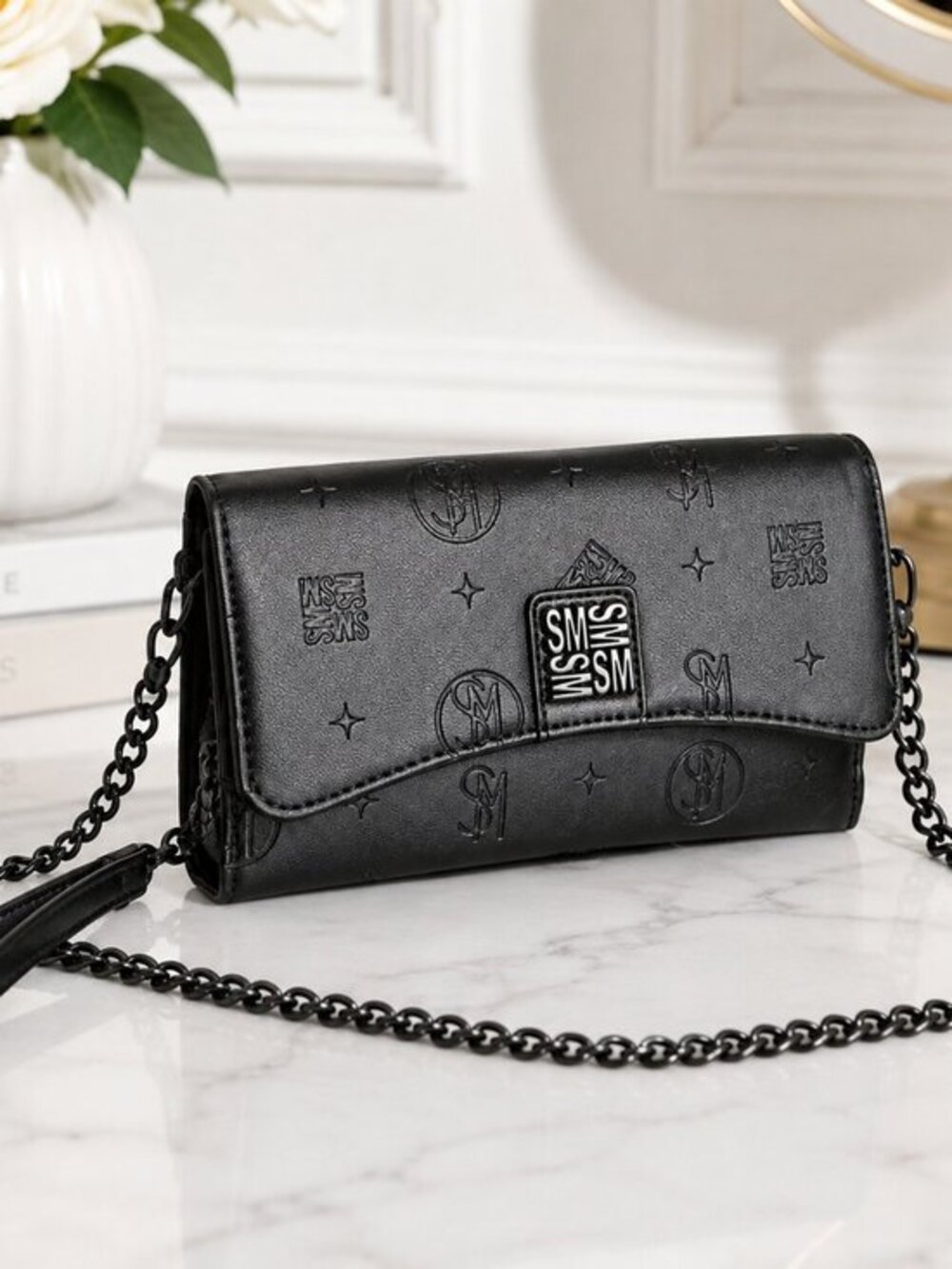 Steve Madden Black Logo Wallet Wristlet Crossbody NWT